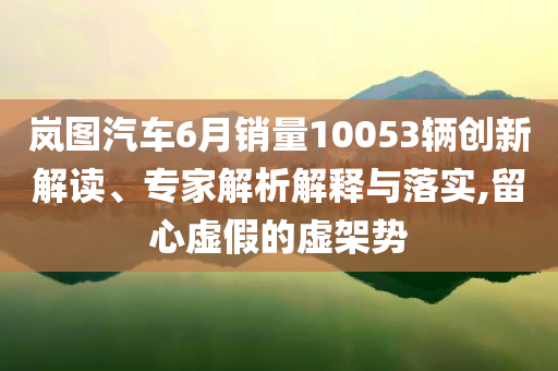嵐圖汽車6月銷量10053輛創(chuàng)新解讀、專家解析解釋與落實,留心虛假的虛架勢