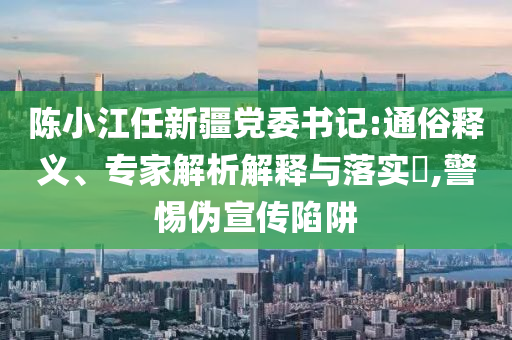 陳小江任新疆黨委書記:通俗釋義、專家解析解釋與落實?,警惕偽宣傳陷阱