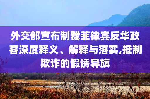 外交部宣布制裁菲律賓反華政客深度釋義、解釋與落實(shí),抵制欺詐的假誘導(dǎo)旗
