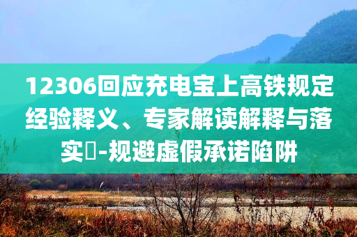 12306回應(yīng)充電寶上高鐵規(guī)定經(jīng)驗(yàn)釋義、專家解讀解釋與落實(shí)?-規(guī)避虛假承諾陷阱