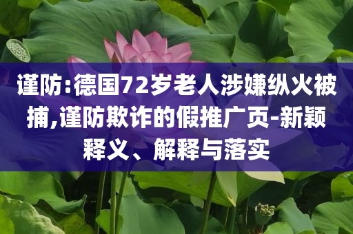 謹(jǐn)防:德國(guó)72歲老人涉嫌縱火被捕,謹(jǐn)防欺詐的假推廣頁(yè)-新穎釋義、解釋與落實(shí)