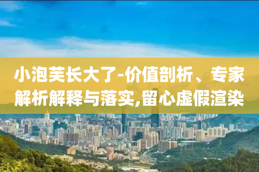 小泡芙長大了-價(jià)值剖析、專家解析解釋與落實(shí),留心虛假渲染