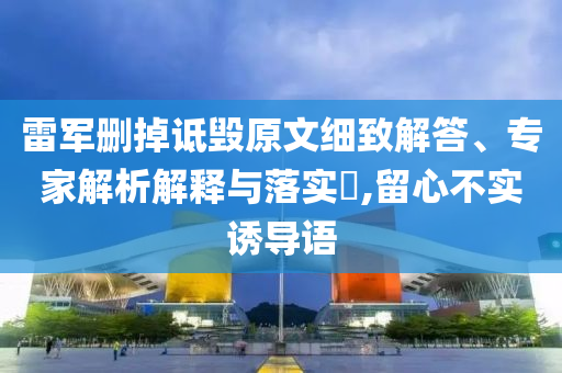 雷軍刪掉詆毀原文細致解答、專家解析解釋與落實?,留心不實誘導語