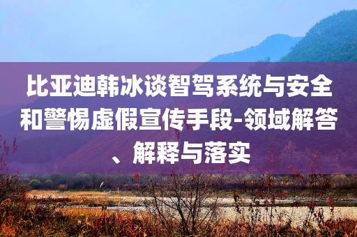 比亞迪韓冰談智駕系統(tǒng)與安全和警惕虛假宣傳手段-領域解答、解釋與落實