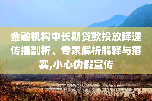 金融機構中長期貸款投放降速傳播剖析、專家解析解釋與落實,小心偽假宣傳