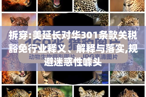 拆穿:美延長對華301條款關稅豁免行業(yè)釋義、解釋與落實,規(guī)避迷惑性噱頭