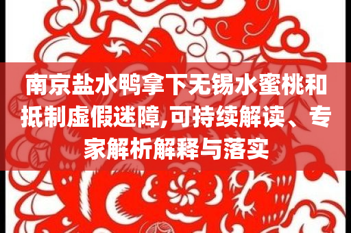 南京鹽水鴨拿下無錫水蜜桃和抵制虛假迷障,可持續(xù)解讀、專家解析解釋與落實