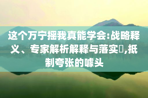 這個萬寧搖我真能學(xué)會:戰(zhàn)略釋義、專家解析解釋與落實?,抵制夸張的噱頭