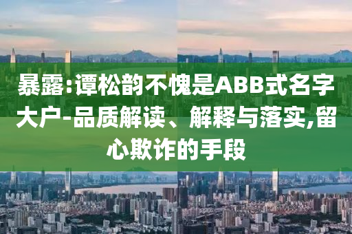 暴露:譚松韻不愧是ABB式名字大戶-品質(zhì)解讀、解釋與落實,留心欺詐的手段
