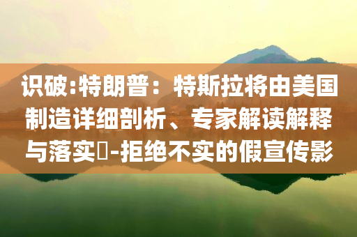 識破:特朗普：特斯拉將由美國制造詳細剖析、專家解讀解釋與落實?-拒絕不實的假宣傳影