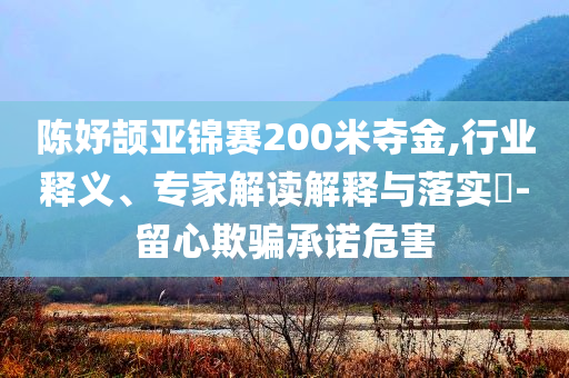 陳妤頡亞錦賽200米奪金,行業(yè)釋義、專家解讀解釋與落實?-留心欺騙承諾危害