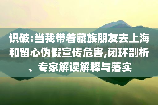識(shí)破:當(dāng)我?guī)е刈迮笥讶ド虾：土粜膫渭傩麄魑：?閉環(huán)剖析、專家解讀解釋與落實(shí)
