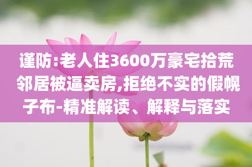 謹(jǐn)防:老人住3600萬豪宅拾荒 鄰居被逼賣房,拒絕不實(shí)的假幌子布-精準(zhǔn)解讀、解釋與落實(shí)