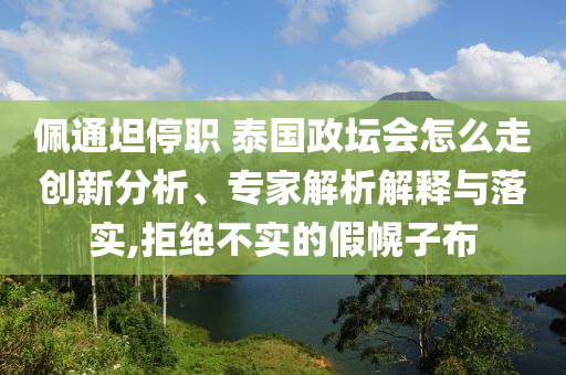 佩通坦停職 泰國政壇會怎么走創(chuàng)新分析、專家解析解釋與落實,拒絕不實的假幌子布