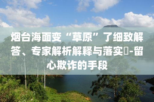 煙臺海面變“草原”了細(xì)致解答、專家解析解釋與落實?-留心欺詐的手段