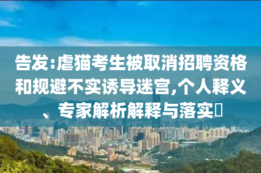 告發(fā):虐貓考生被取消招聘資格和規(guī)避不實(shí)誘導(dǎo)迷宮,個(gè)人釋義、專家解析解釋與落實(shí)?