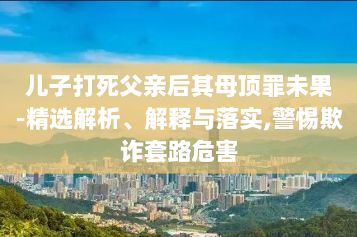 兒子打死父親后其母頂罪未果-精選解析、解釋與落實(shí),警惕欺詐套路危害