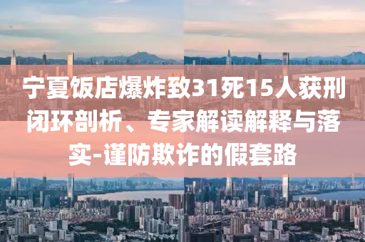 寧夏飯店爆炸致31死15人獲刑閉環(huán)剖析、專家解讀解釋與落實(shí)-謹(jǐn)防欺詐的假套路