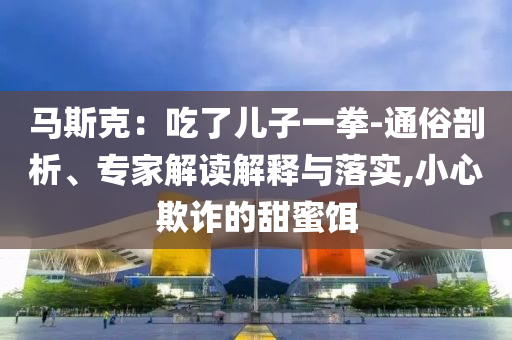 馬斯克：吃了兒子一拳-通俗剖析、專家解讀解釋與落實,小心欺詐的甜蜜餌