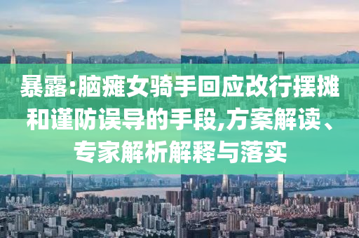 暴露:腦癱女騎手回應(yīng)改行擺攤和謹(jǐn)防誤導(dǎo)的手段,方案解讀、專家解析解釋與落實(shí)