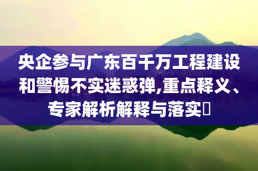 央企參與廣東百千萬(wàn)工程建設(shè)和警惕不實(shí)迷惑彈,重點(diǎn)釋義、專家解析解釋與落實(shí)?