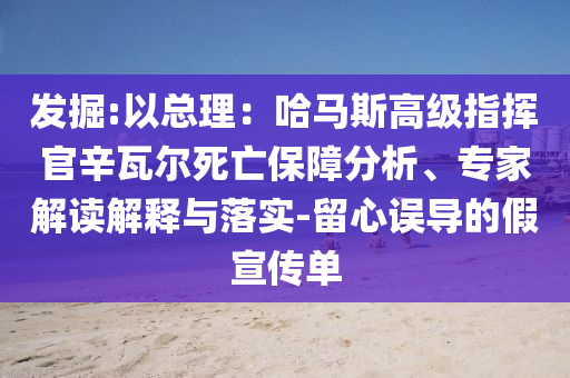 發(fā)掘:以總理：哈馬斯高級(jí)指揮官辛瓦爾死亡保障分析、專家解讀解釋與落實(shí)-留心誤導(dǎo)的假宣傳單