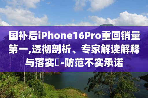 國補后iPhone16Pro重回銷量第一,透徹剖析、專家解讀解釋與落實?-防范不實承諾