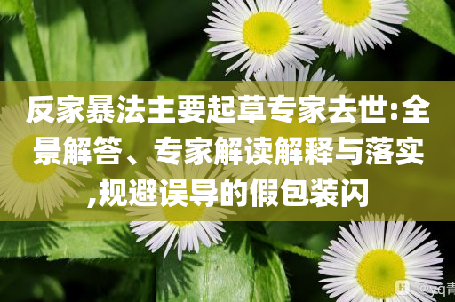 反家暴法主要起草專家去世:全景解答、專家解讀解釋與落實,規(guī)避誤導(dǎo)的假包裝閃