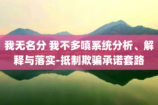 我無名分 我不多嗔系統(tǒng)分析、解釋與落實(shí)-抵制欺騙承諾套路