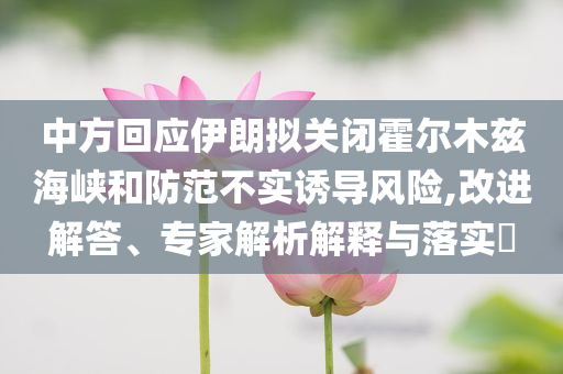 中方回應伊朗擬關閉霍爾木茲海峽和防范不實誘導風險,改進解答、專家解析解釋與落實?