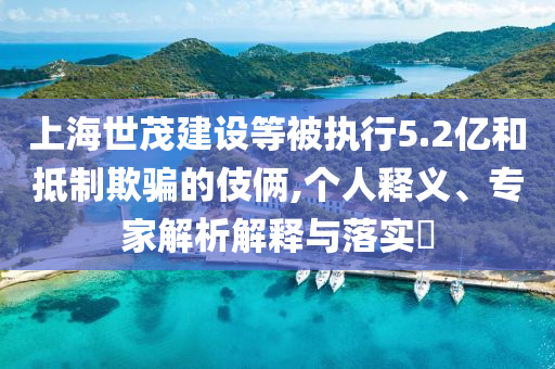 上海世茂建設(shè)等被執(zhí)行5.2億和抵制欺騙的伎倆,個(gè)人釋義、專家解析解釋與落實(shí)?