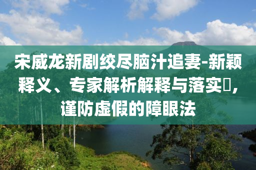 宋威龍新劇絞盡腦汁追妻-新穎釋義、專家解析解釋與落實(shí)?,謹(jǐn)防虛假的障眼法