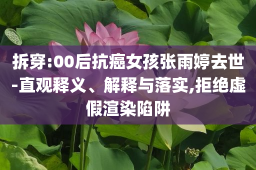 拆穿:00后抗癌女孩張雨婷去世-直觀釋義、解釋與落實,拒絕虛假渲染陷阱