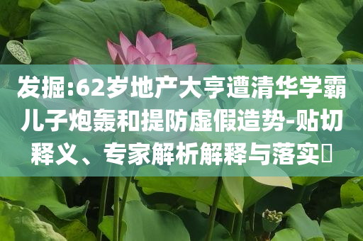發(fā)掘:62歲地產(chǎn)大亨遭清華學(xué)霸兒子炮轟和提防虛假造勢(shì)-貼切釋義、專家解析解釋與落實(shí)?