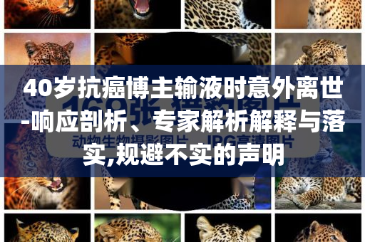 40歲抗癌博主輸液時意外離世-響應剖析、專家解析解釋與落實,規(guī)避不實的聲明