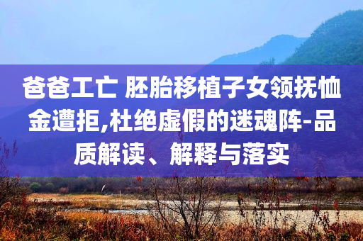 爸爸工亡 胚胎移植子女領撫恤金遭拒,杜絕虛假的迷魂陣-品質(zhì)解讀、解釋與落實