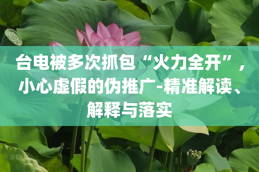 臺(tái)電被多次抓包“火力全開”,小心虛假的偽推廣-精準(zhǔn)解讀、解釋與落實(shí)