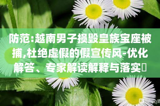 防范:越南男子損毀皇族寶座被捕,杜絕虛假的假宣傳風(fēng)-優(yōu)化解答、專家解讀解釋與落實(shí)?