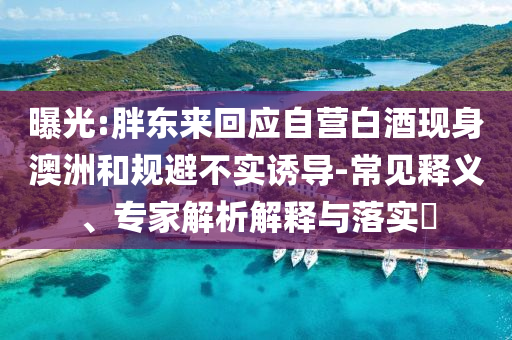 曝光:胖東來回應自營白酒現(xiàn)身澳洲和規(guī)避不實誘導-常見釋義、專家解析解釋與落實?