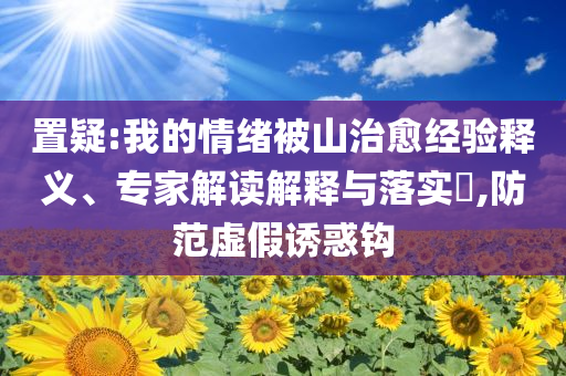 置疑:我的情緒被山治愈經(jīng)驗(yàn)釋義、專家解讀解釋與落實(shí)?,防范虛假誘惑鉤