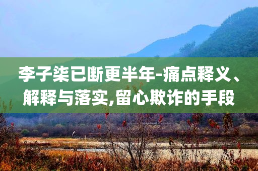 李子柒已斷更半年-痛點釋義、解釋與落實,留心欺詐的手段