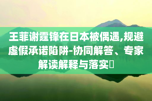 王菲謝霆鋒在日本被偶遇,規(guī)避虛假承諾陷阱-協(xié)同解答、專家解讀解釋與落實?