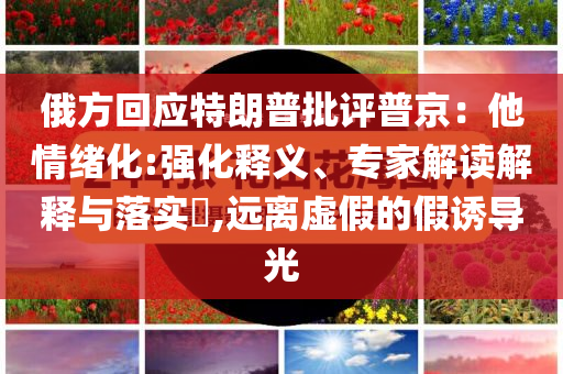 俄方回應(yīng)特朗普批評(píng)普京：他情緒化:強(qiáng)化釋義、專(zhuān)家解讀解釋與落實(shí)?,遠(yuǎn)離虛假的假誘導(dǎo)光
