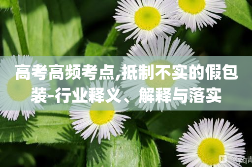 高考高頻考點,抵制不實的假包裝-行業(yè)釋義、解釋與落實