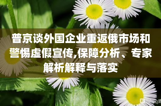 普京談外國企業(yè)重返俄市場(chǎng)和警惕虛假宣傳,保障分析、專家解析解釋與落實(shí)