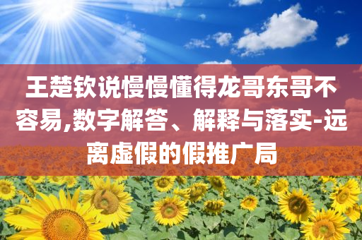 王楚欽說慢慢懂得龍哥東哥不容易,數(shù)字解答、解釋與落實-遠離虛假的假推廣局