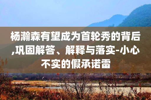 楊瀚森有望成為首輪秀的背后,鞏固解答、解釋與落實(shí)-小心不實(shí)的假承諾雷