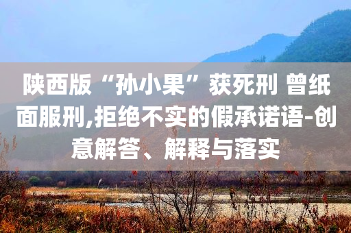 陜西版“孫小果”獲死刑 曾紙面服刑,拒絕不實(shí)的假承諾語-創(chuàng)意解答、解釋與落實(shí)