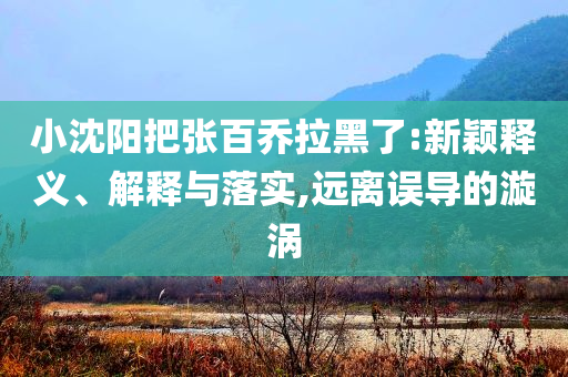 小沈陽(yáng)把張百喬拉黑了:新穎釋義、解釋與落實(shí),遠(yuǎn)離誤導(dǎo)的漩渦