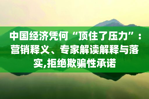 中國(guó)經(jīng)濟(jì)憑何“頂住了壓力”:營(yíng)銷(xiāo)釋義、專(zhuān)家解讀解釋與落實(shí),拒絕欺騙性承諾